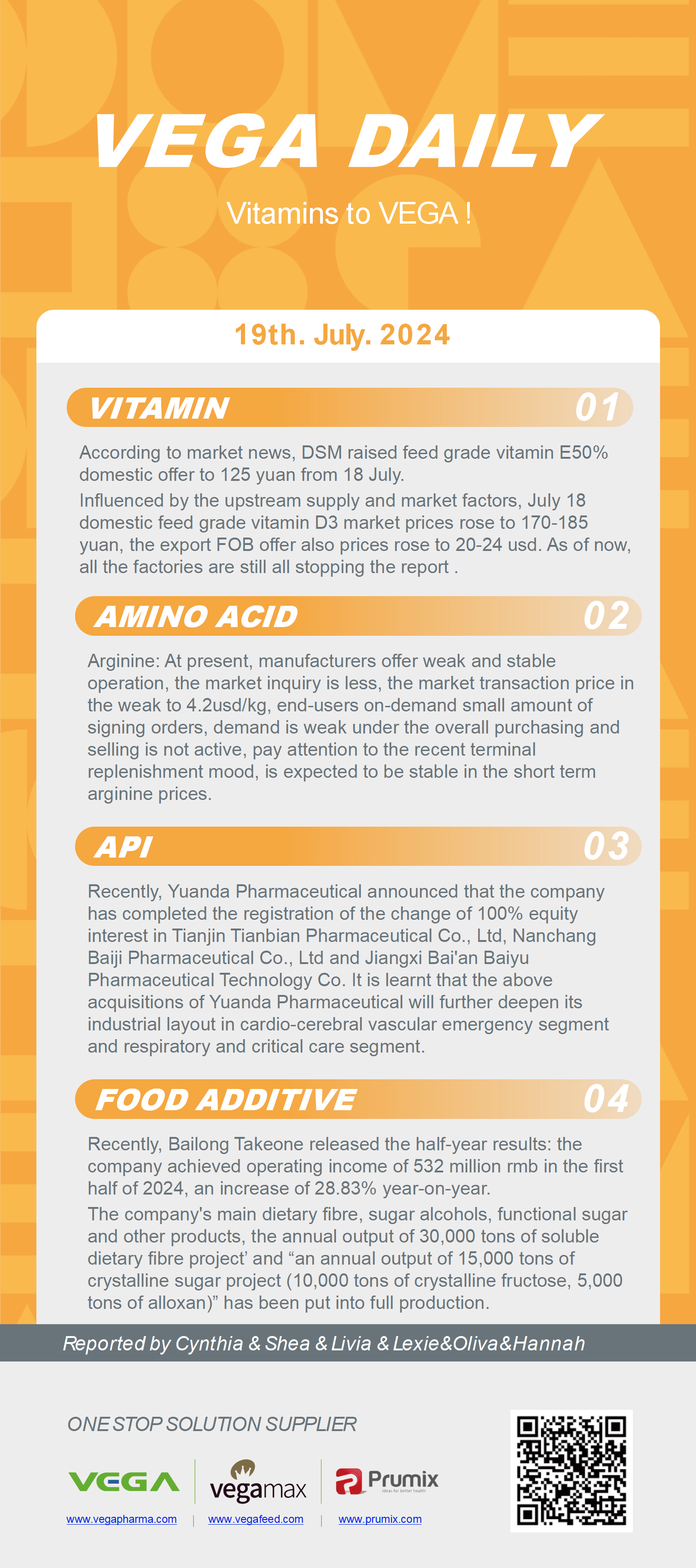 Vega Daily Dated on Jul 19th 2024 Vitamin Amino Acid APl Food Additives.png